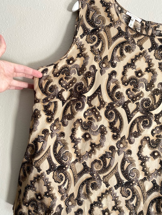 Vintage ESCADA Baroque Print Tank Top Neutral Brown Sz 44 (US 14) 100% Silk Y2K - Picture 7 of 10